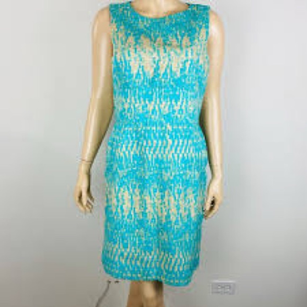 Just...Taylor Aqua and Cream Midi Dress size 6